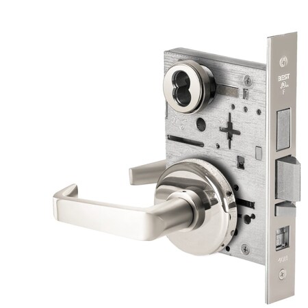 Best Grade 1 Office Mortise Lock, 15 Lever, H Rose, SFIC Housing Less Core, Bright Chrome Finish 45H7AB15H625